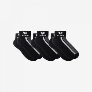 Erima Sokken Kort (3 paar) - Enkel Model - Zwart