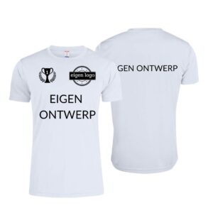 Afbeelding kampioenshirt wit bedrukt voor en achterzijde