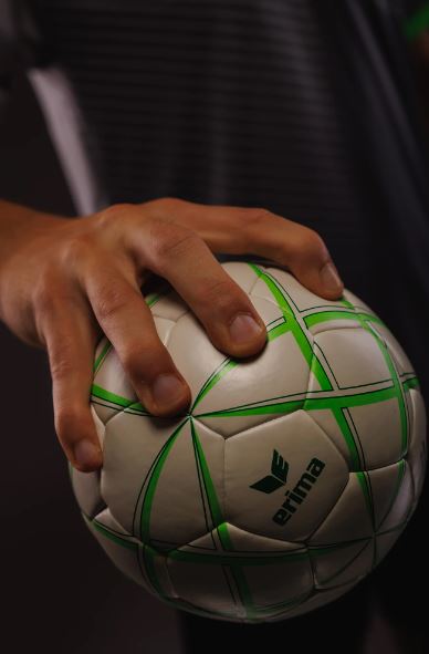 Afbeelding Erima magic wit handbal in een hand