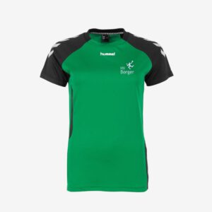 Afbeelding Hummel Authentic sportshirt dames groen/zwart met logo HV Borger