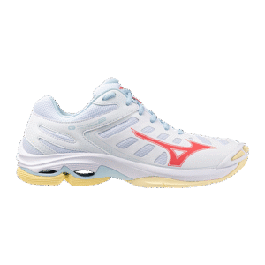 Mizuno Wave Voltage 2 - Indoorschoenen - Dames - Wit/Koraal/Geel