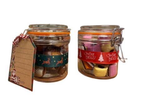 Vrijwilligersbedankje 2025 glazen potje Drop of chocolade